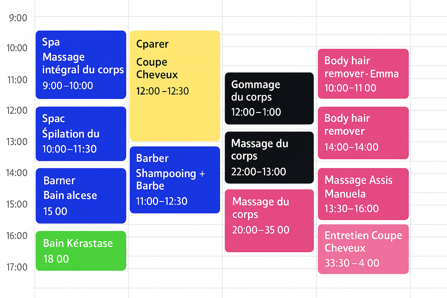 Beauty Salon Calendar Interface